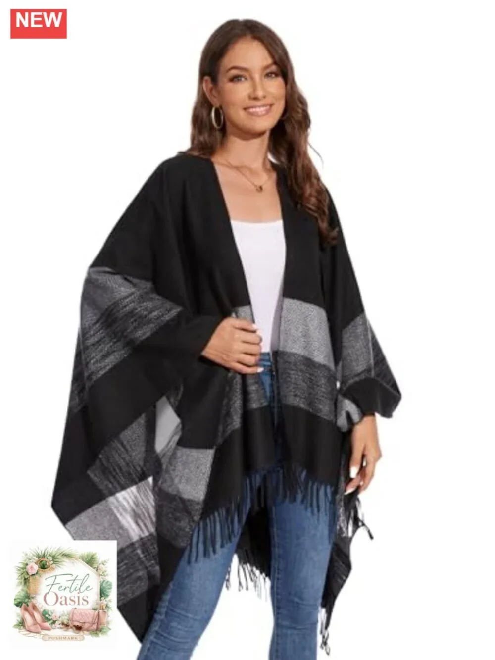 Knitted Cape Shawl Wrap Cardigan Poncho Scarf Blanket for Women Winter